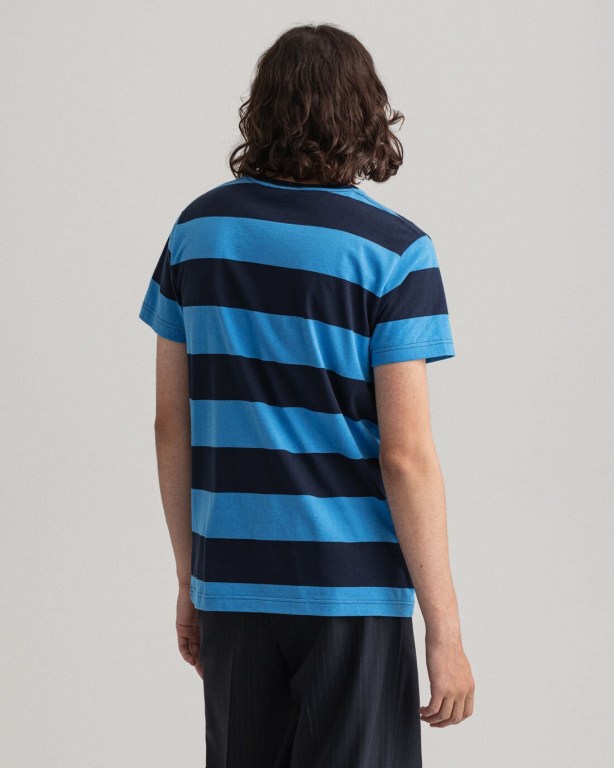 Gant Barstripe Men's T-shirts Blue | KQ4RnfeS771