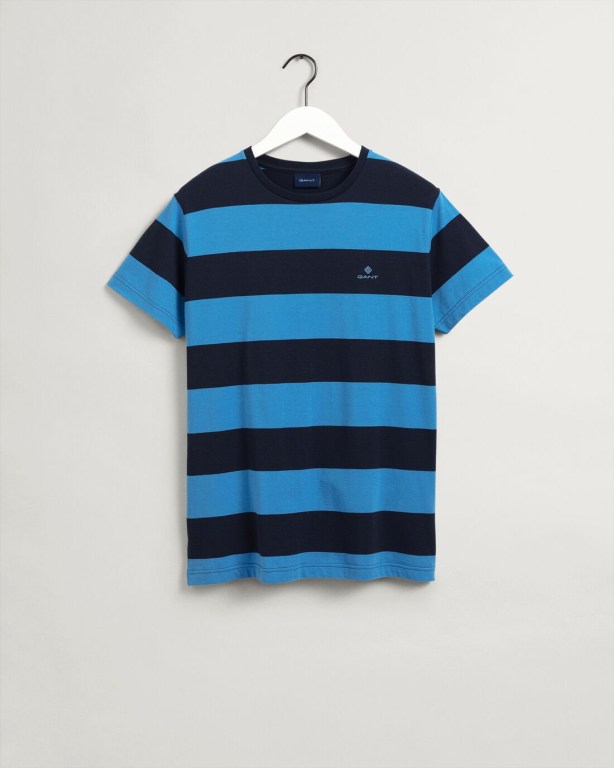 Gant Barstripe Men's T-shirts Blue | KQ4RnfeS771