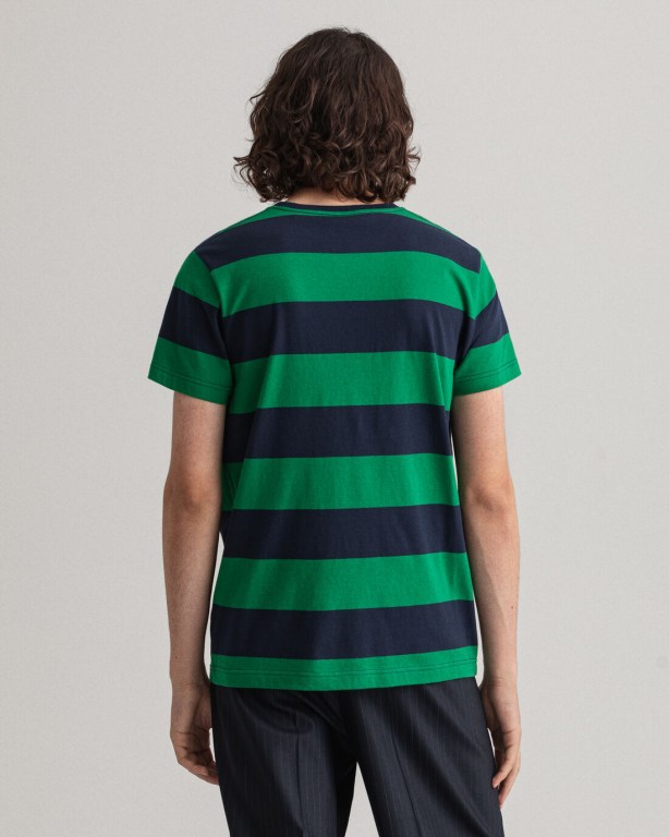 Gant Barstripe Men's T-shirts Green | us2wr4bBOKu