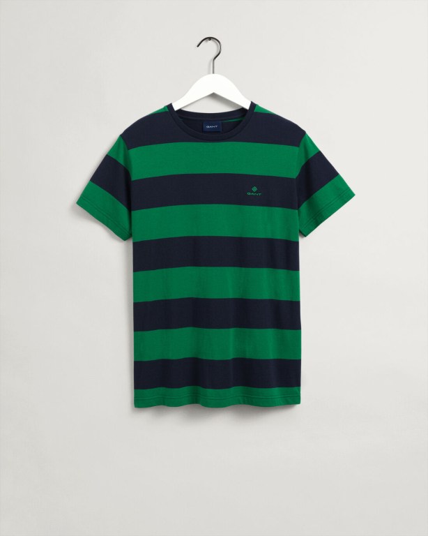 Gant Barstripe Men's T-shirts Green | us2wr4bBOKu