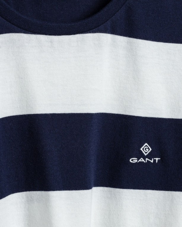 Gant Barstripe Men's T-shirts White | 3AMSK0L2Umo