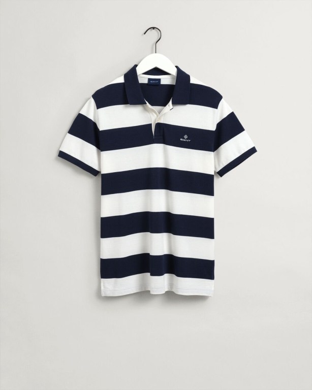 Gant Barstripe Piqué Men's Polo Shirts White | IEwv6voZa9W