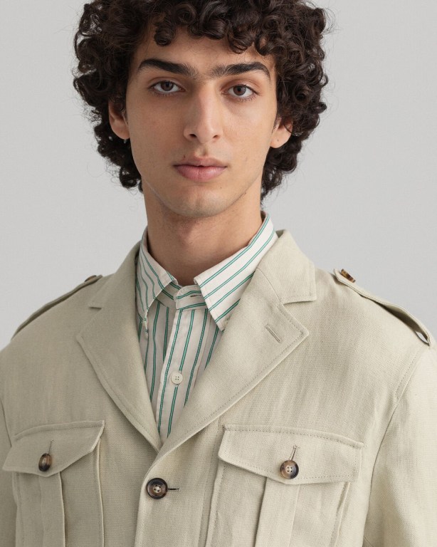 Gant Belted Safari Men's Blazers Beige | NK7GPgCwkmr