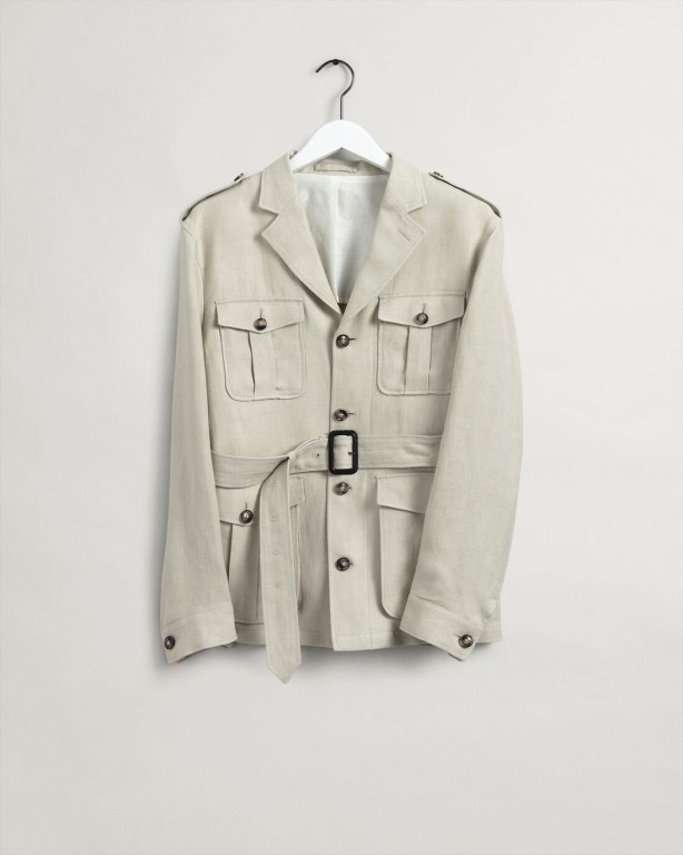 Gant Belted Safari Men's Blazers Beige | NK7GPgCwkmr