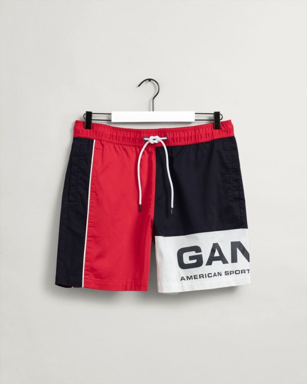 Gant Blocked Retro Shield Men's Shorts Light Red | 5rpM7VFMdjL