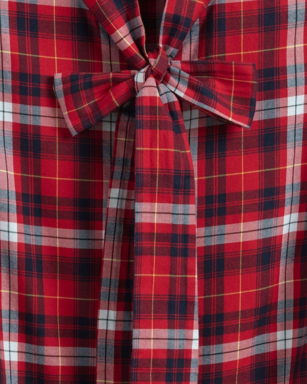 Gant Bow Puff Sleeve Check Women's Shirts Red | mmfHOhlmGDj