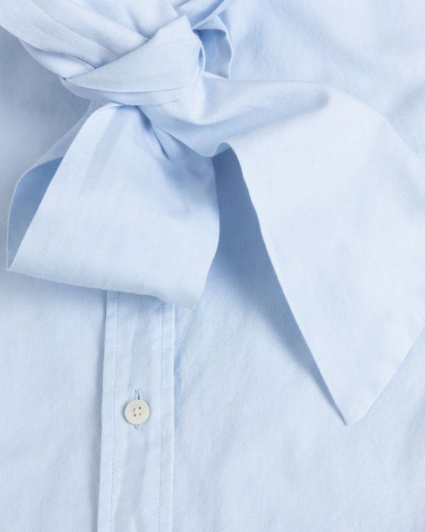 Gant Bow Puff Sleeve Oxford Women's Shirts Blue | Fh2xDGkgAmv