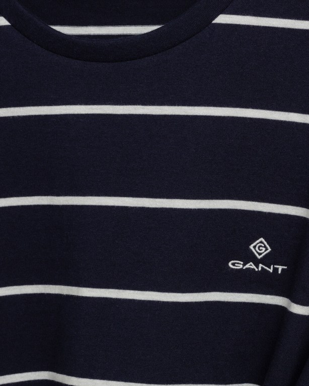 Gant Breton Stripe Men's T-shirts Blue | tCRe6L6ETLB