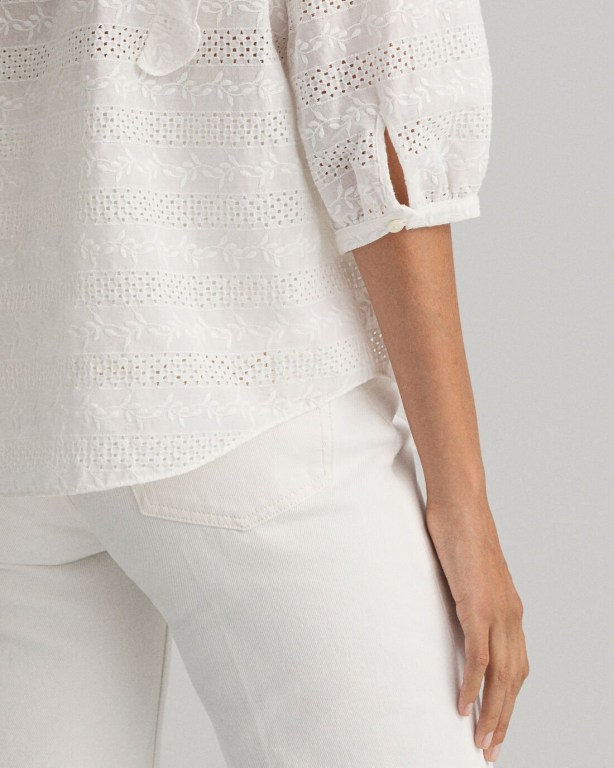 Gant Broderie Anglaise Top Women's Blouses White | fseyqJS2pPV