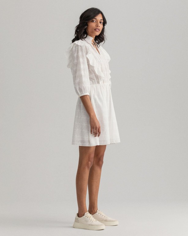 Gant Broderie Anglaise Women's Dresses White | L88xTZC7Asm