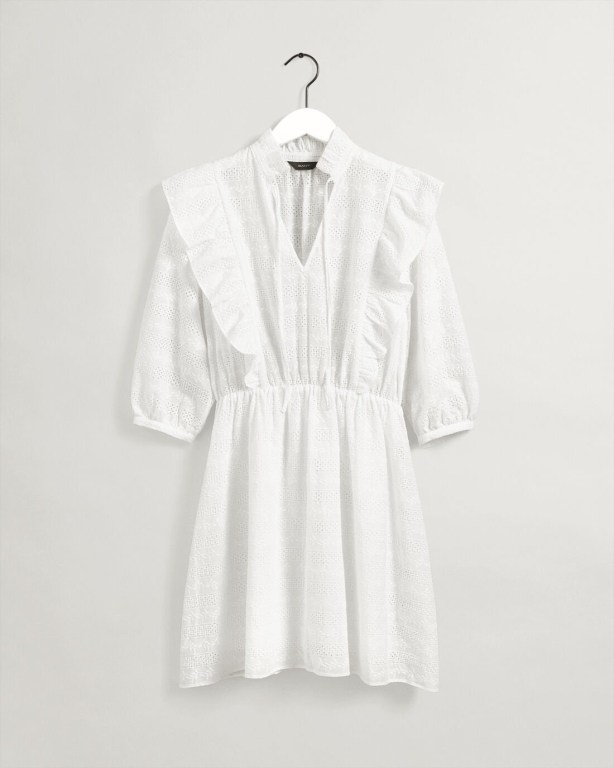 Gant Broderie Anglaise Women's Dresses White | L88xTZC7Asm