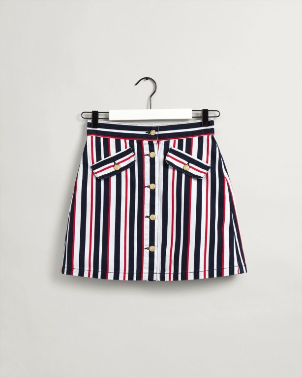 Gant Button Front Stripe Mini Women's Skirts Blue | mTutpFe0Yxf