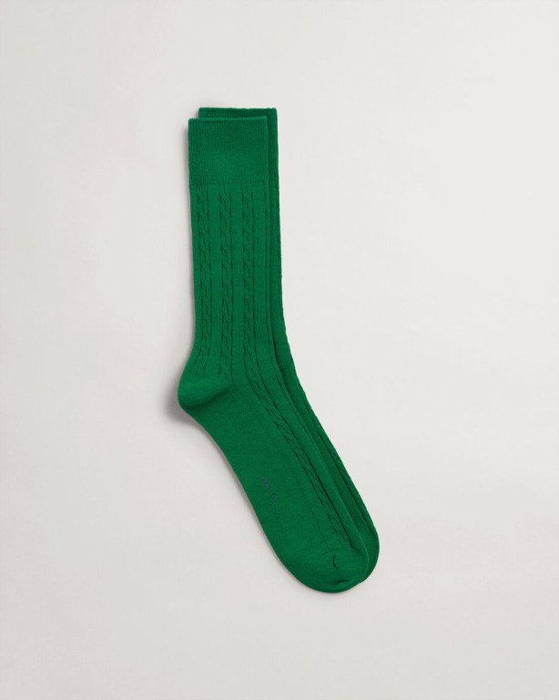 Gant Cable Men\'s Socks Green | vWH1uURvmAg