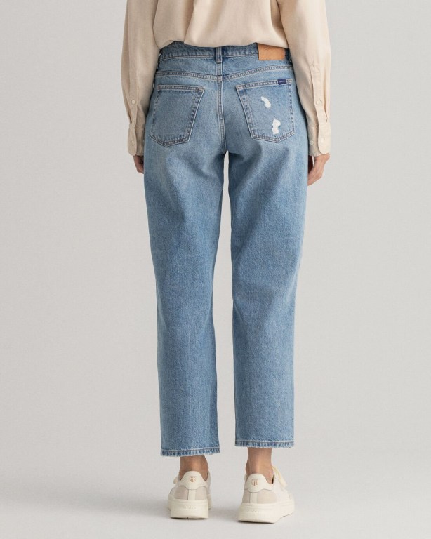 Gant Camie Relaxed Fit Cropped Ripped Women's Jeans Light Blue | Tiwi2CKxEsV