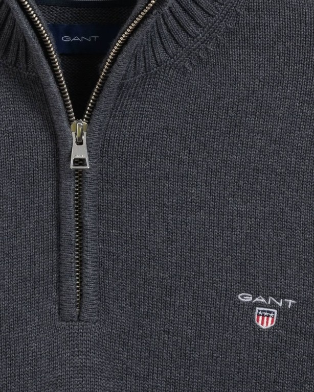 Gant Casual Cotton Men's Half Zip Jumpers Dark Grey | M5gqYciVShy