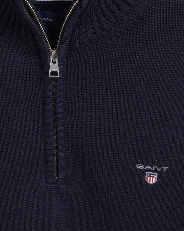 Gant Casual Cotton Men's Half Zip Jumpers Blue | Vn19GIwp4SV