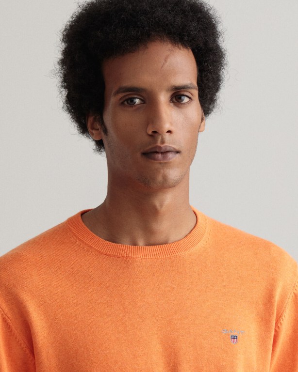 Gant Classic Cotton Crew Neck Men's Crewneck Jumpers Orange | 6ZLMXUVnsp5