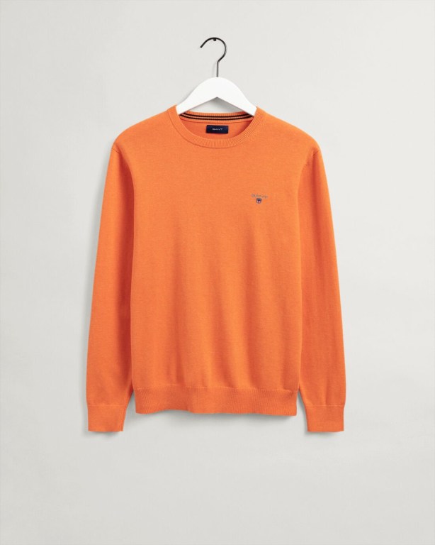 Gant Classic Cotton Crew Neck Men's Crewneck Jumpers Orange | 6ZLMXUVnsp5