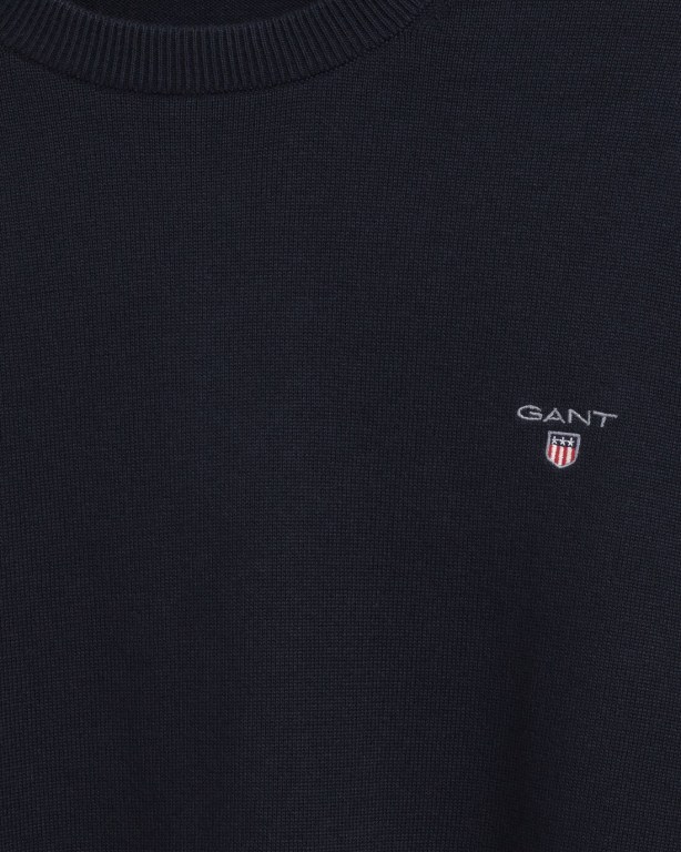 Gant Classic Cotton Crew Neck Men's Crewneck Jumpers Blue | V58KTMpKrMB