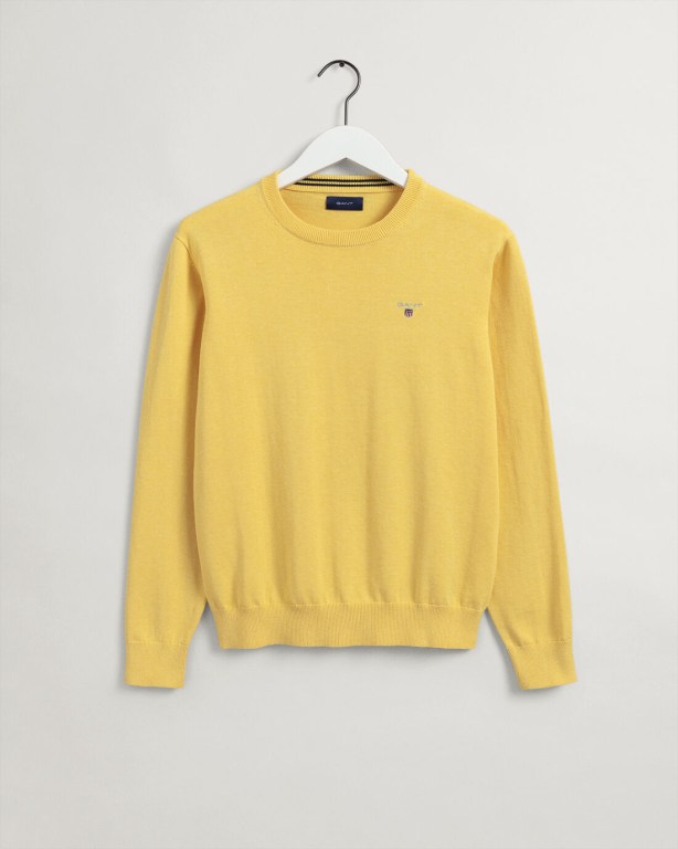 Gant Classic Cotton Crew Neck Men\'s Crewneck Jumpers Orange Yellow | qodZBSzsFxL