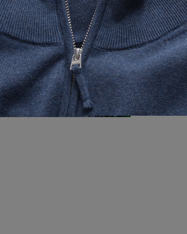 Gant Classic Cotton Zip Cardigan Men's Full Zip Jumpers Blue | frTOpVo9A21