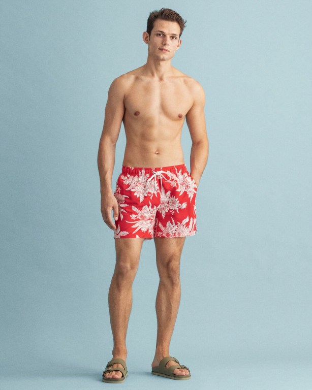 Gant Classic Fit Dahlia Flower Print Men\'s Swim Shorts Light Red | AI0WoLFXF6l