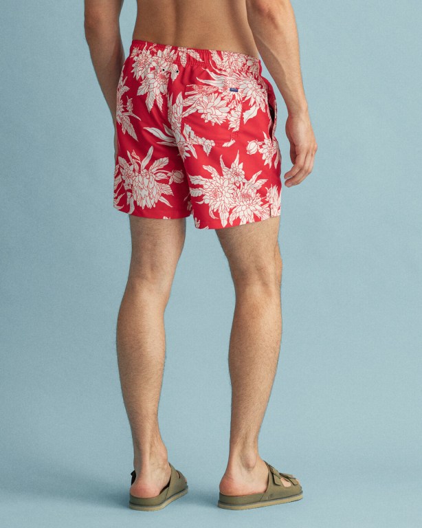 Gant Classic Fit Dahlia Flower Print Swim Men's Shorts Light Red | u2KZ0klmozv