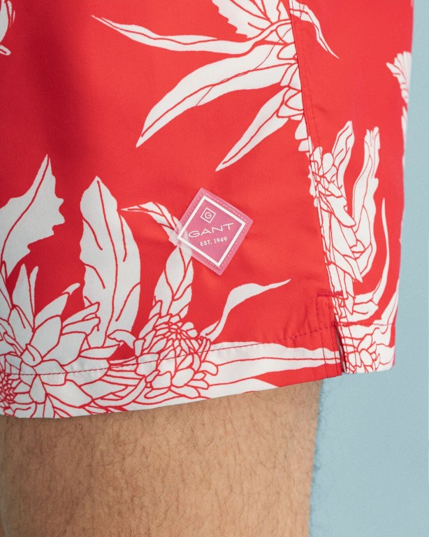 Gant Classic Fit Dahlia Flower Print Swim Men's Shorts Light Red | u2KZ0klmozv