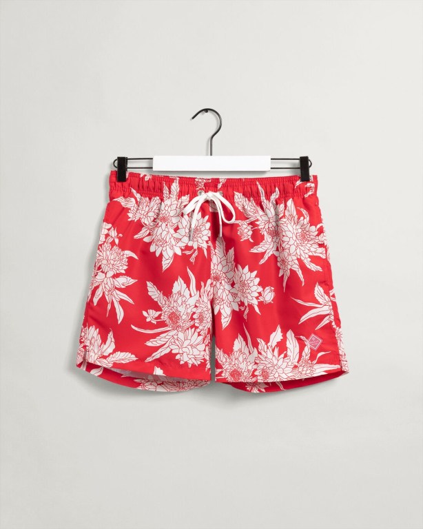 Gant Classic Fit Dahlia Flower Print Swim Men's Shorts Light Red | u2KZ0klmozv