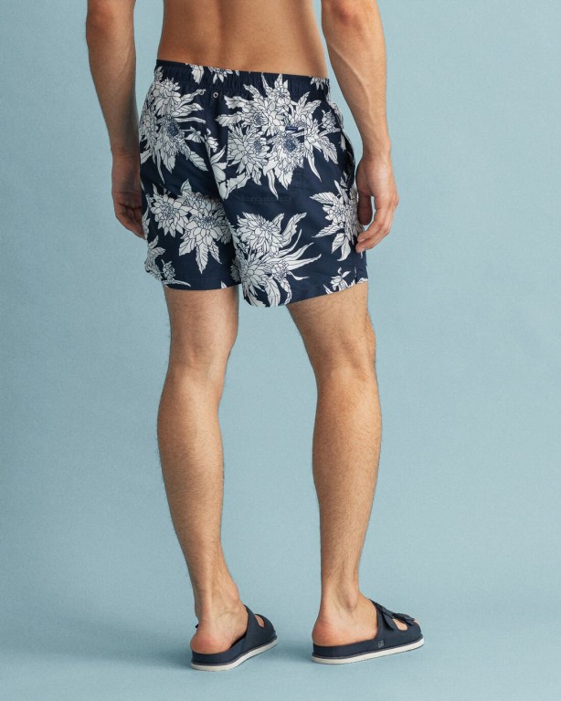 Gant Classic Fit Dahlia Flower Print Swim Men's Shorts Dark Blue | wELZ50PRzvn