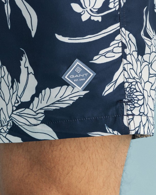 Gant Classic Fit Dahlia Flower Print Swim Men's Shorts Dark Blue | wELZ50PRzvn