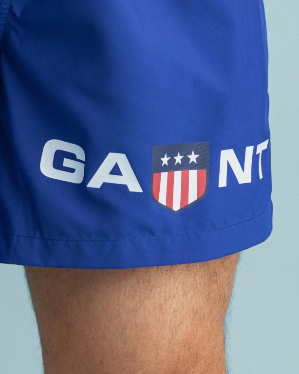 Gant Classic Fit Retro Shield Men's Swim Shorts Blue | MFbhVgcbdUp