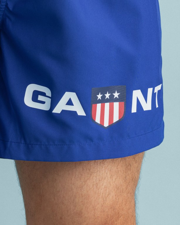 Gant Classic Fit Retro Shield Swim Men's Shorts Blue | th8NjLNX8N1