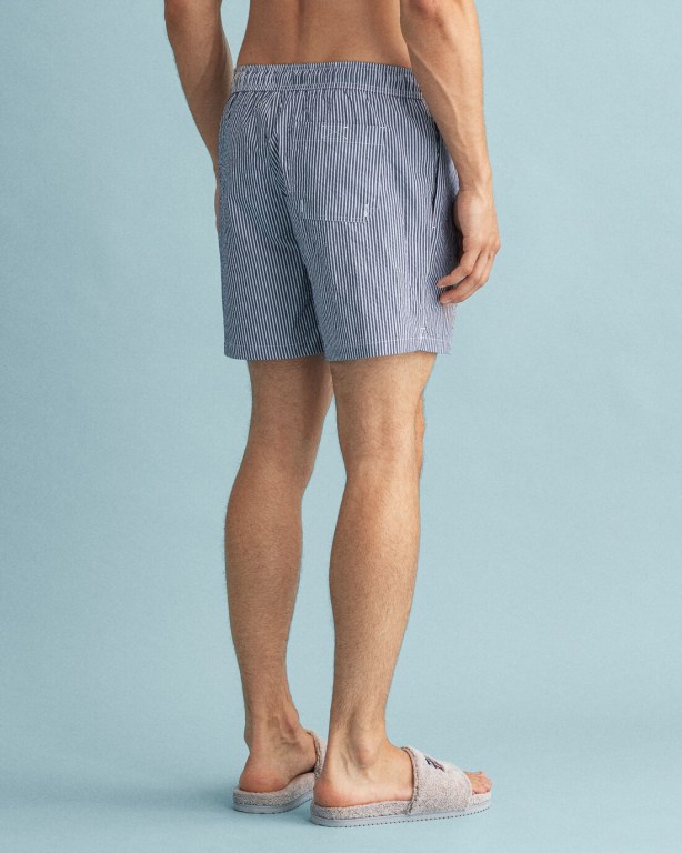 Gant Classic Fit Seersucker Men's Swim Shorts Dark Blue | WlWByitfIam