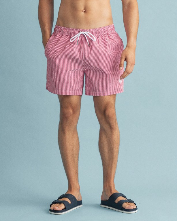 Gant Classic Fit Seersucker Men's Swim Shorts Light Red | ab99B2crytz