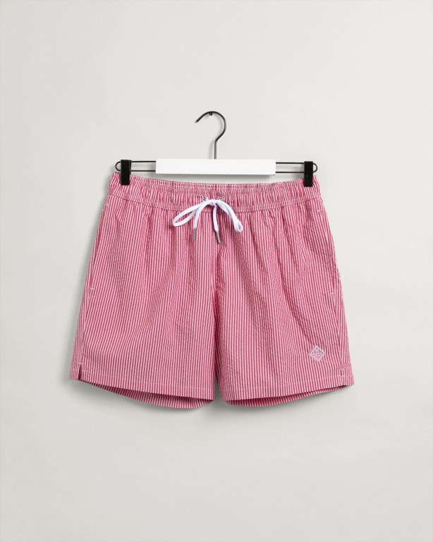 Gant Classic Fit Seersucker Men's Swim Shorts Light Red | ab99B2crytz