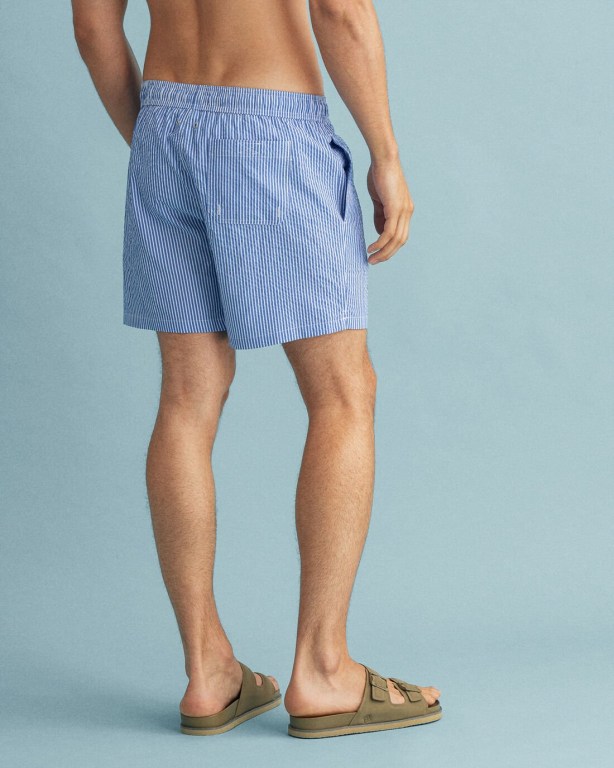 Gant Classic Fit Seersucker Men's Swim Shorts Blue | ijqBUIu4wrv