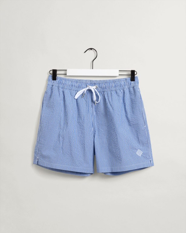 Gant Classic Fit Seersucker Men's Swim Shorts Blue | ijqBUIu4wrv