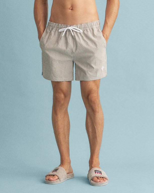 Gant Classic Fit Seersucker Swim Men's Shorts Green | XSnveg84JxD