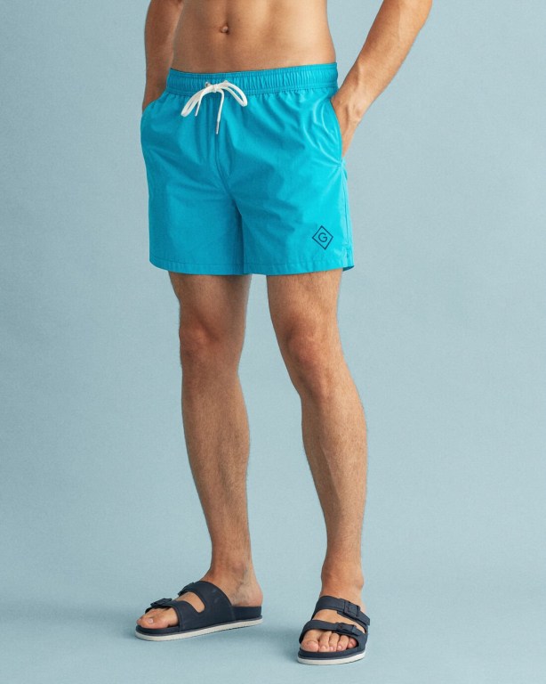 Gant Classic Fit Sunfaded Men's Swim Shorts Turquoise | Bk3erOnNnBt