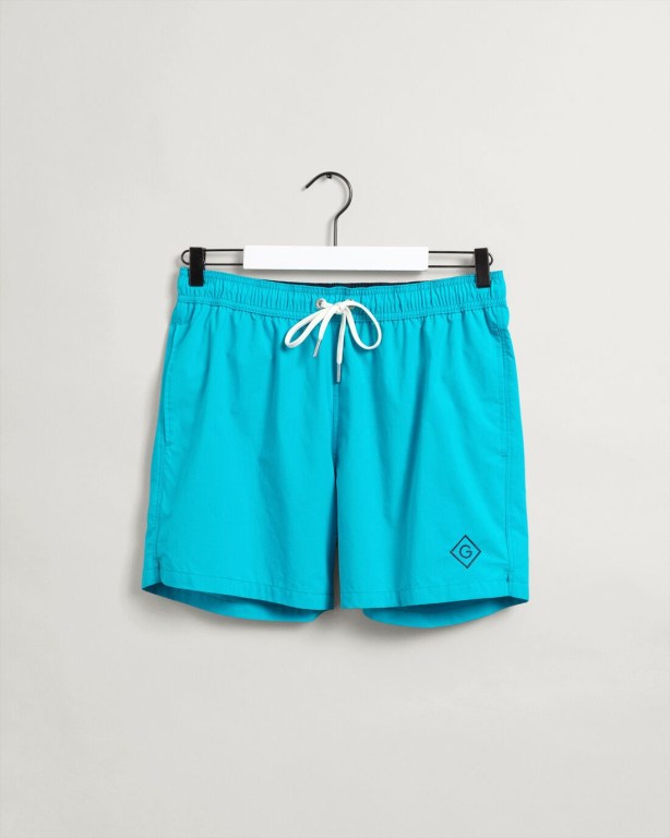 Gant Classic Fit Sunfaded Men's Swim Shorts Turquoise | Bk3erOnNnBt