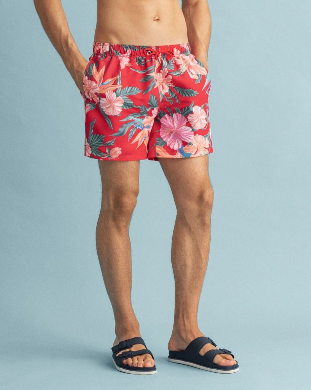 Gant Classic Fit Tropical Print Men's Swim Shorts Light Red | rdkwiFC1C9w