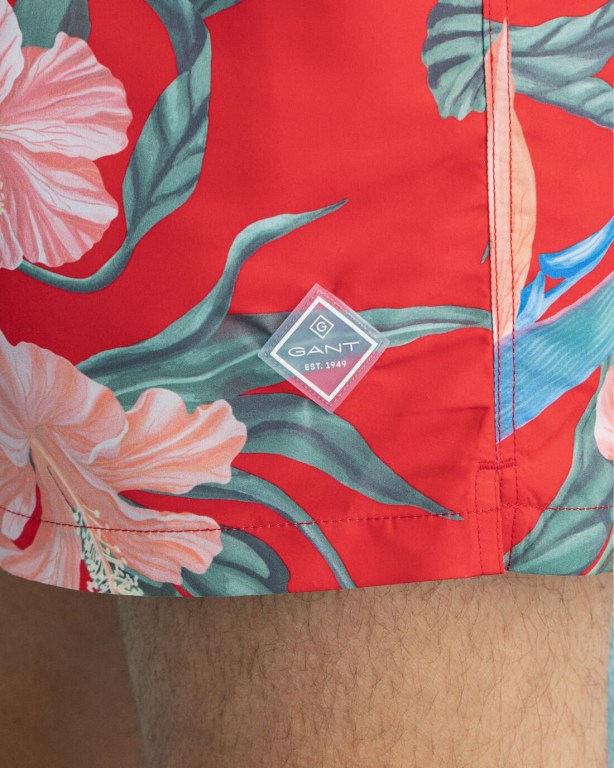 Gant Classic Fit Tropical Print Men's Swim Shorts Light Red | rdkwiFC1C9w