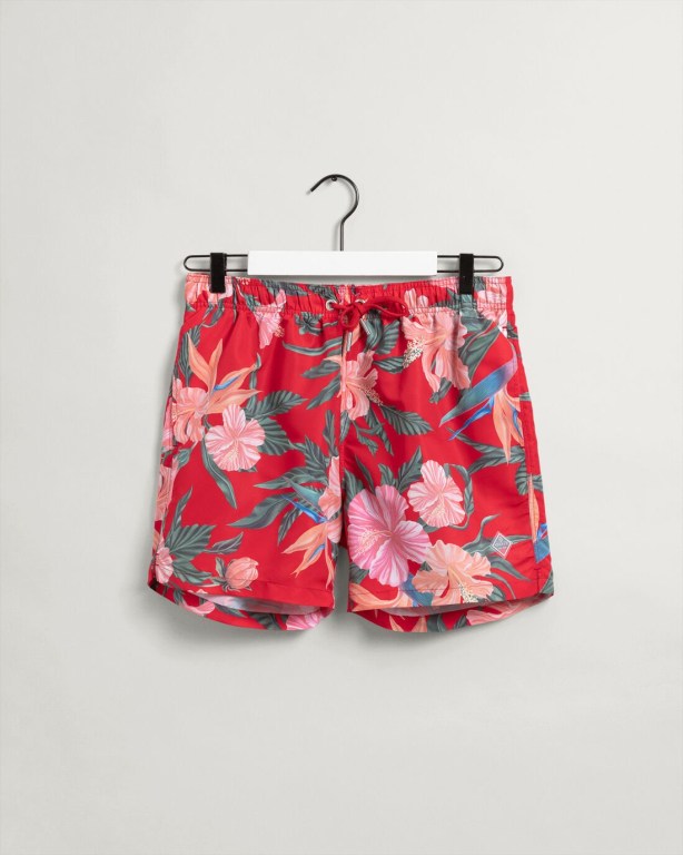 Gant Classic Fit Tropical Print Men's Swim Shorts Light Red | rdkwiFC1C9w