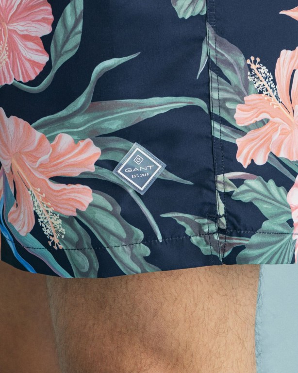 Gant Classic Fit Tropical Print Men's Swim Shorts Dark Blue | sCpTdkSYzN3