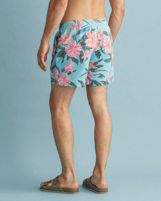 Gant Classic Fit Tropical Print Men's Swim Shorts Light Turquoise Green | xAUqGFeBay0