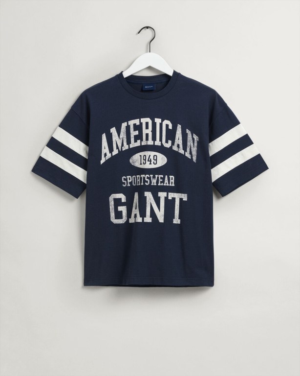 Gant Collegiate Men's T-shirts Blue | XRcfvYFUjBw