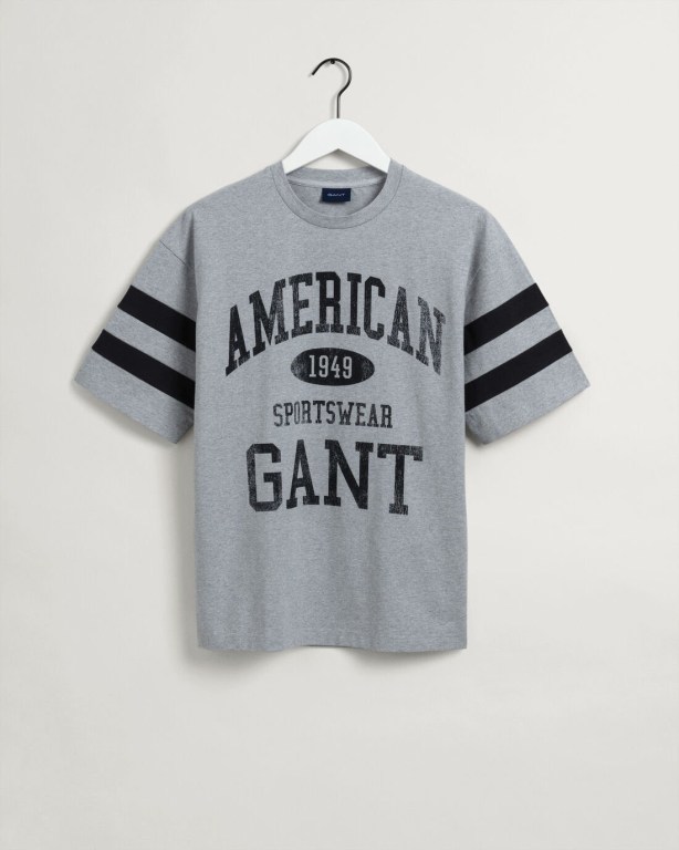 Gant Collegiate Men's T-shirts Grey | IzU6h05Xy5p