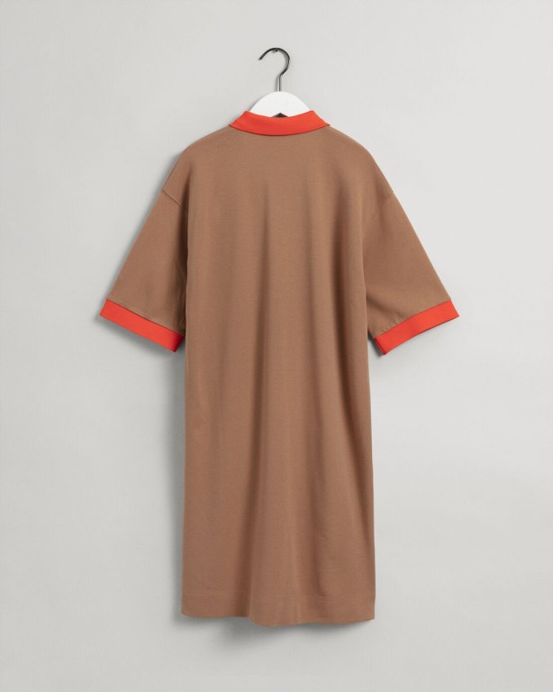 Gant Colorblock Polo Women's Dresses Brown | la8uGCN9wY6