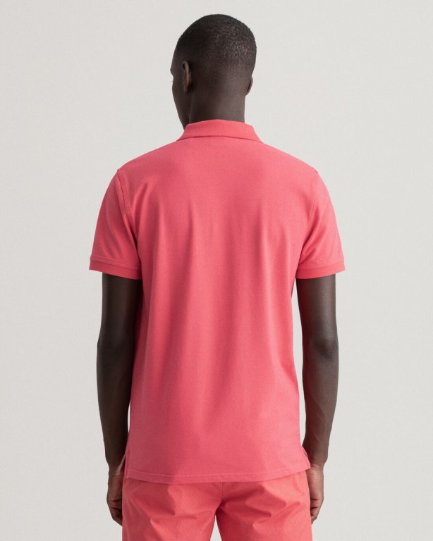 Gant Contrast Color Piqué Men's Polo Shirts Pink | PaAGxzMBoJm